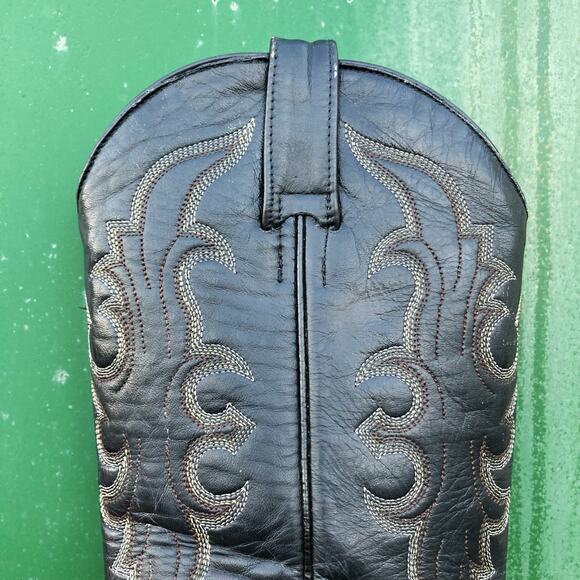 Vintage Black Leather Eel Skin Cowboy Boots | Mexican Made | Gritty Western Vibe - Picture 10 of 16